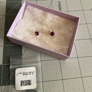 New Sterling Silver 2.73 CTW round Rhodolite Studs